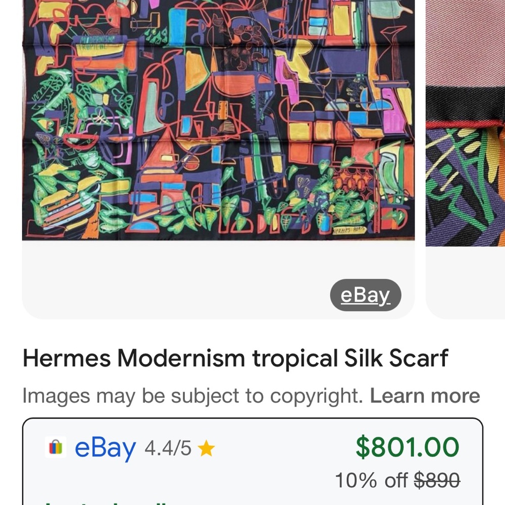 HERMÈS Modernisme Tropical Scarf 90 Silk Carre with Box - Picture 16 of 16